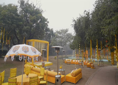 A Slow Motion Shot of an Indian Wedding Venue Decoration in India