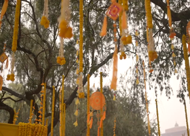 A Slow Motion Shot of an Indian Wedding Venue Decoration in India