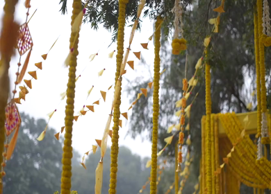 A Slow Motion Shot of an Indian Wedding Venue Decoration in India