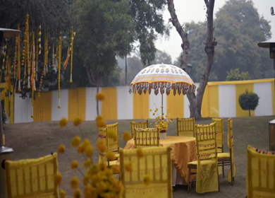 A Slow Motion Shot of an Indian Wedding Venue Decoration in India