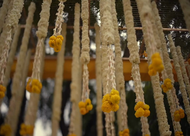 A Slow Motion Shot of an Indian Wedding Venue Decoration in India