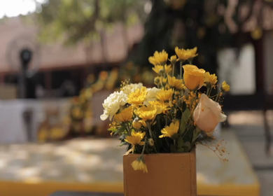 A Slow Motion Shot of an Indian Wedding Venue Decoration in India