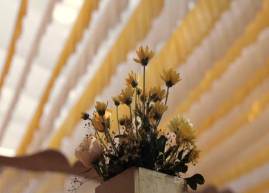 A Slow Motion Shot of an Indian Wedding Venue Decoration in India