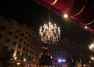 ITC Maurya, New Delhi - 5th January 2025 : A Slow Motion Shot of an Indian Wedding Venue Decoration in India