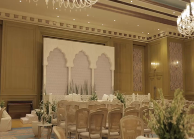 A Slow Motion Shot of an Indian Wedding Venue Decoration in India