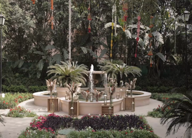 A Slow Motion Shot of an Indian Wedding Venue Decoration in India