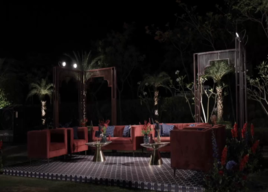 A Slow Motion Shot of an Indian Wedding Venue Decoration in India