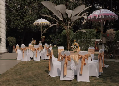 A Slow Motion Shot of an Indian Wedding Venue Decoration in India