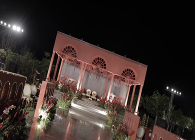 A Slow Motion Shot of an Indian Wedding Venue Decoration in India