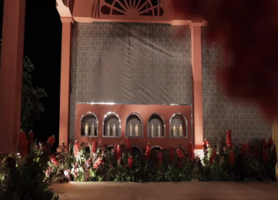 A Slow Motion Shot of an Indian Wedding Venue Decoration in India