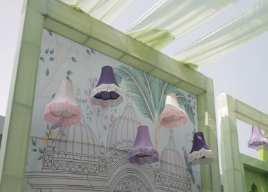 A Slow Motion Shot of an Indian Wedding Venue Decoration in India