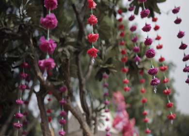 A Slow Motion Shot of an Indian Wedding Venue Decoration in India