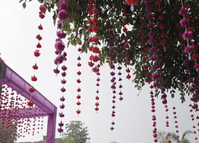A Slow Motion Shot of an Indian Wedding Venue Decoration in India