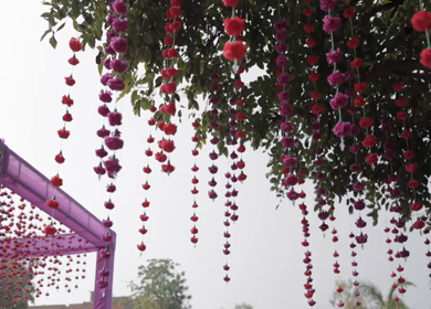 A Slow Motion Shot of an Indian Wedding Venue Decoration in India