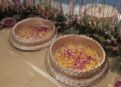 A Slow Motion Shot of an Indian Wedding Venue Decoration in India