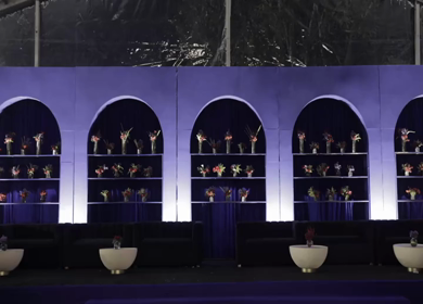 A Slow Motion Shot of an Indian Wedding Venue Decoration in India