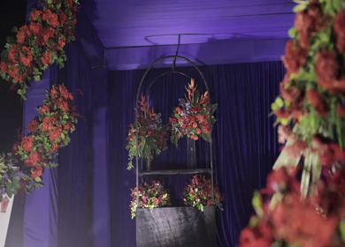 A Slow Motion Shot of an Indian Wedding Venue Decoration in India