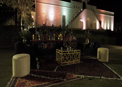 A Slow Motion Shot of an Indian Wedding Venue Decoration in India