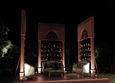 A Slow Motion Shot of an Indian Wedding Venue Decoration in India