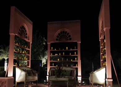 A Slow Motion Shot of an Indian Wedding Venue Decoration in India