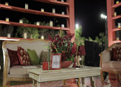 A Slow Motion Shot of an Indian Wedding Venue Decoration in India