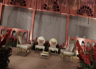 A Slow Motion Shot of an Indian Wedding Venue Decoration in India