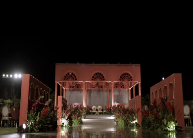 A Slow Motion Shot of an Indian Wedding Venue Decoration in India