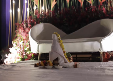A Slow Motion Shot of an Indian Wedding Venue Decoration in India