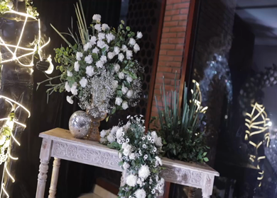 A Slow Motion Shot of an Indian Wedding Venue Decoration in India