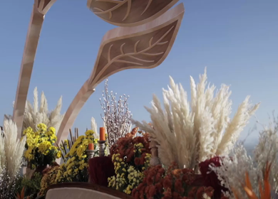 A Slow Motion Shot of an Indian Wedding Venue Decoration in India