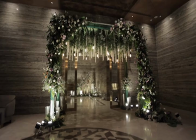A Slow Motion Shot of an Indian Wedding Venue Decoration in India
