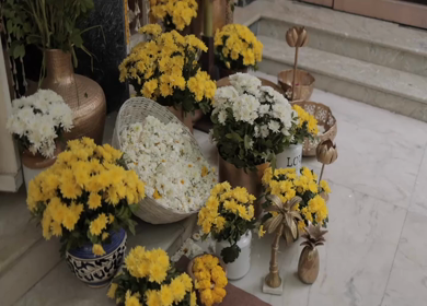 A Slow Motion Shot of an Indian Wedding Venue Decoration in India