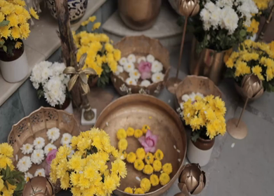 A Slow Motion Shot of an Indian Wedding Venue Decoration in India