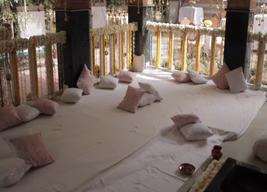 A Slow Motion Shot of an Indian Wedding Venue Decoration in India