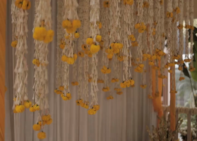 A Slow Motion Shot of an Indian Wedding Venue Decoration in India