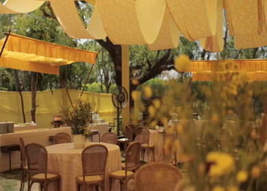A Slow Motion Shot of an Indian Wedding Venue Decoration in India