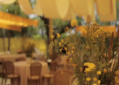 A Slow Motion Shot of an Indian Wedding Venue Decoration in India