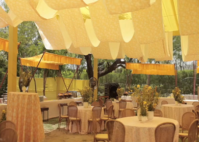 A Slow Motion Shot of an Indian Wedding Venue Decoration in India