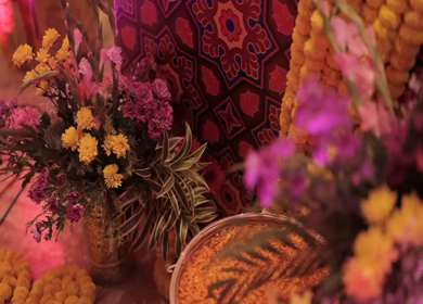 A Slow Motion Shot of an Indian Wedding Venue Decoration in India
