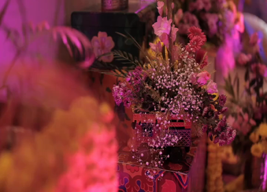 A Slow Motion Shot of an Indian Wedding Venue Decoration in India