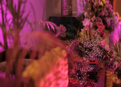 A Slow Motion Shot of an Indian Wedding Venue Decoration in India