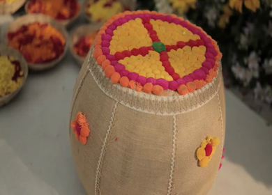 A Slow Motion Shot of an Indian Wedding Venue Decoration in India