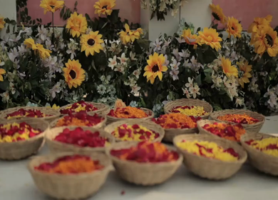 A Slow Motion Shot of an Indian Wedding Venue Decoration in India