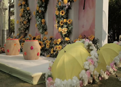 A Slow Motion Shot of an Indian Wedding Venue Decoration in India