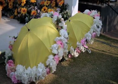 A Slow Motion Shot of an Indian Wedding Venue Decoration in India