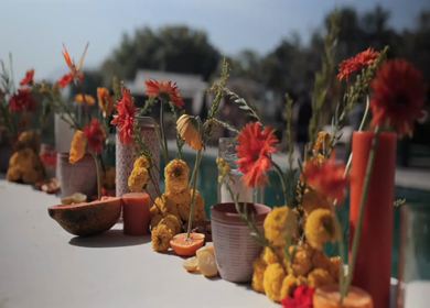 A Slow Motion Shot of an Indian Wedding Venue Decoration in India