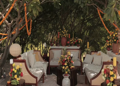 A Slow Motion Shot of an Indian Wedding Venue Decoration in India
