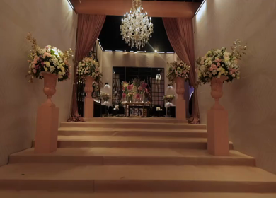 A Slow Motion Shot of an Indian Wedding Venue Decoration in India
