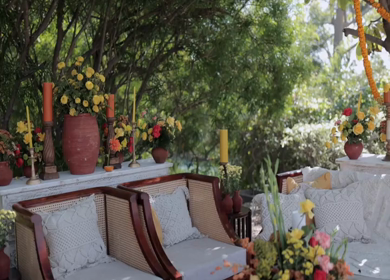 A Slow Motion Shot of an Indian Wedding Venue Decoration in India