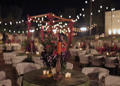 A Slow Motion Shot of an Indian Wedding Venue Decoration in India
